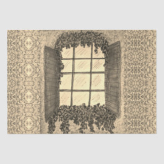 Window with Shutters SEPIA Tissue Paper