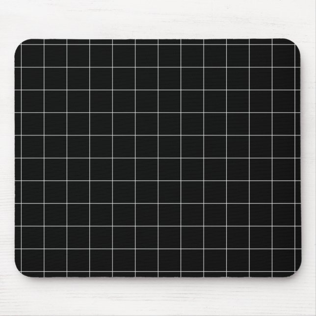 Windowpane Check Grid (white/black) Mouse Pad (Front)