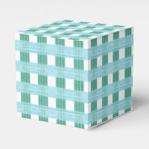 Windowpane Weave Gingham in Green and Aqua Favor Box