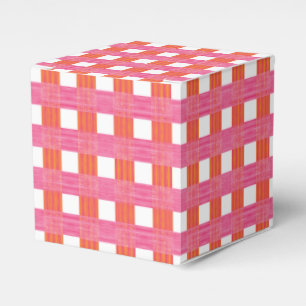 Windowpane Weave Gingham in Pink and Orange Favor Box