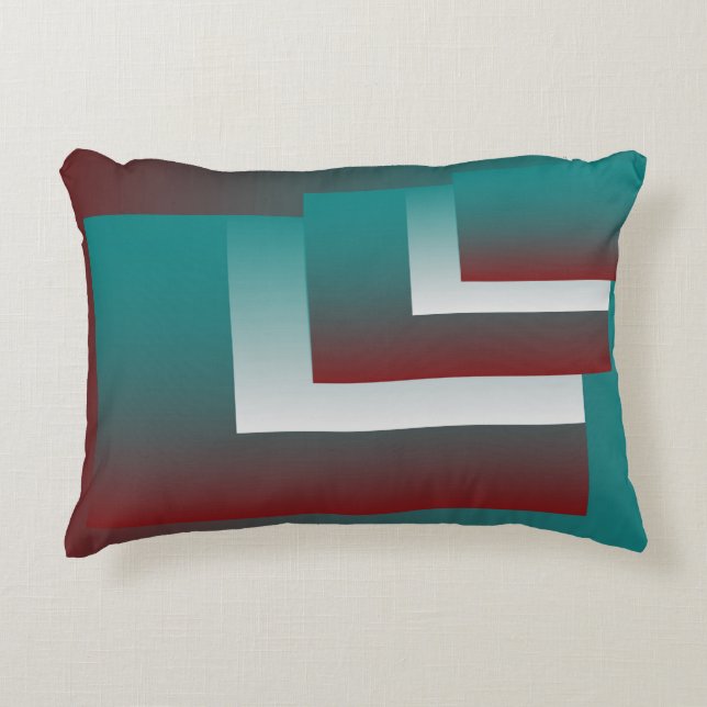 Windows in teal burgundy white accent pillow (Front)