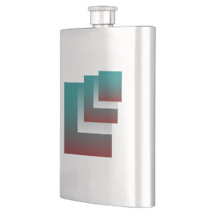 Windows in teal burgundy white hip flask