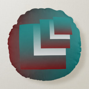 Windows in teal burgundy white round pillow