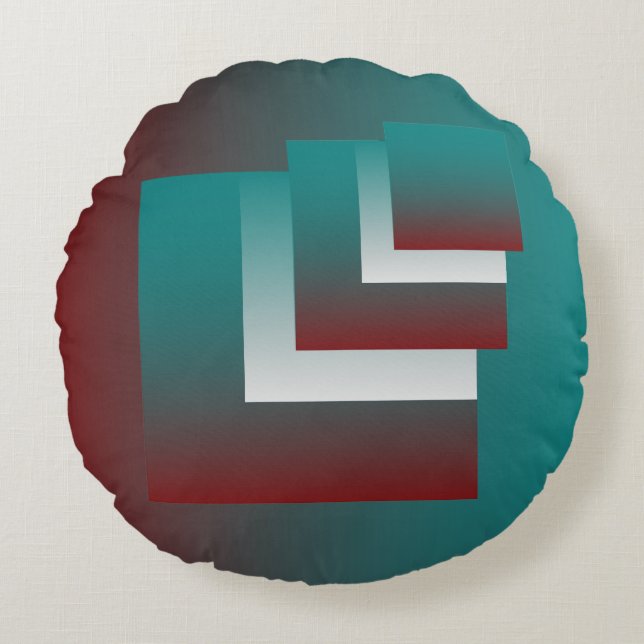 Windows in teal burgundy white round pillow (Front)