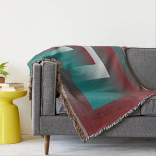 Windows in teal burgundy white throw blanket