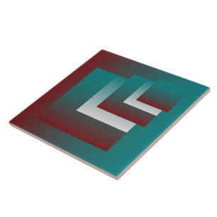 Windows in teal burgundy white tile