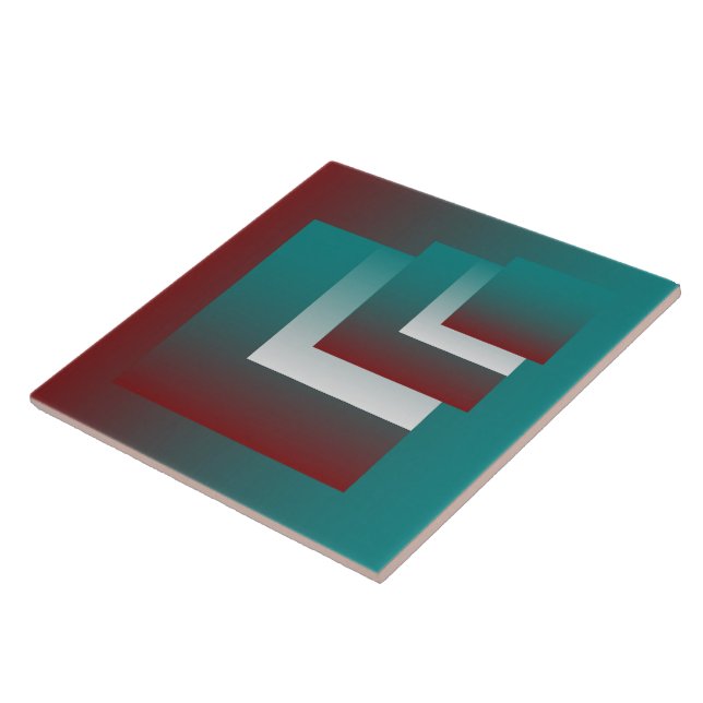 Windows in teal burgundy white tile (Side)