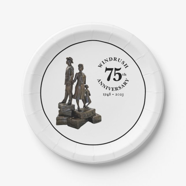 Windrush 75th Anniversary Statue Paper Plate (Front)