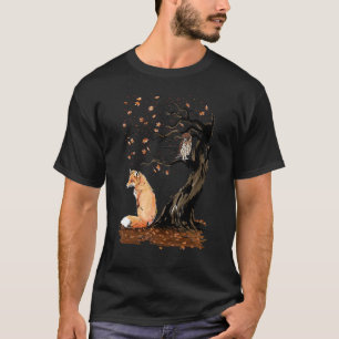 Winds Of Autumn Cute Fox Under Deciduous Tree Fall T-Shirt