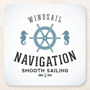 Windsail Navigation Poster Square Paper Coaster
