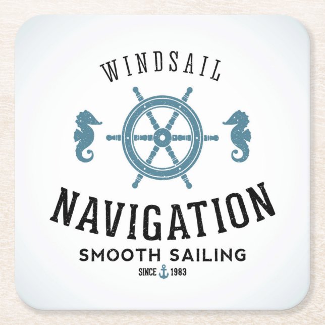Windsail Navigation Poster Square Paper Coaster (Front)