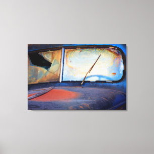 Windshield of an old rusty truck canvas print