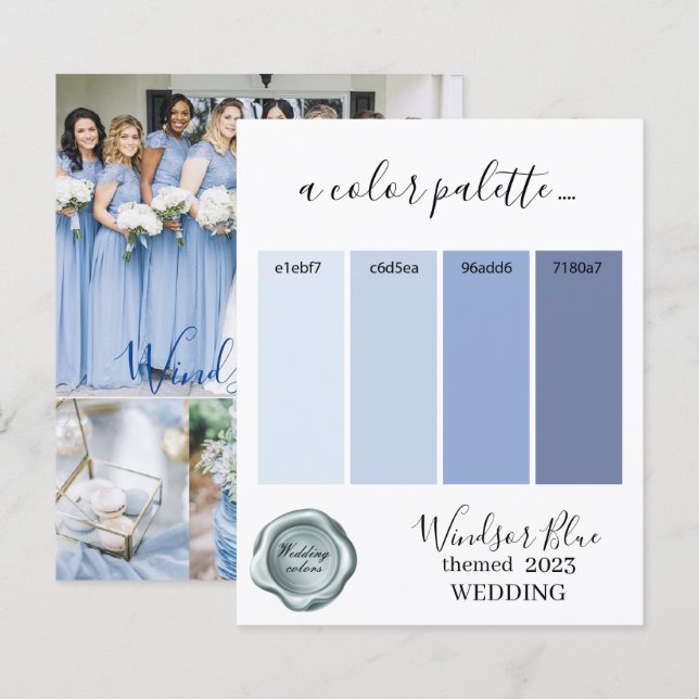 Windsor Blue Wedding colours Palette Card 2023 (Front/Back)