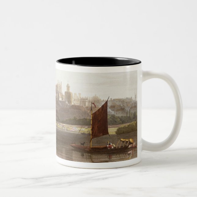 Windsor Castle from the River Meadow on the Thames Two-Tone Coffee Mug (Right)