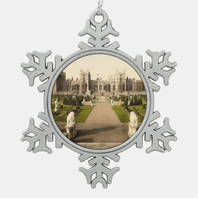 Windsor Castle I, Berkshire, England Snowflake Pewter Christmas Ornament (Front)