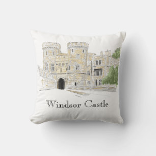 Windsor Castle Iconic Landmark Illustration Throw Pillow