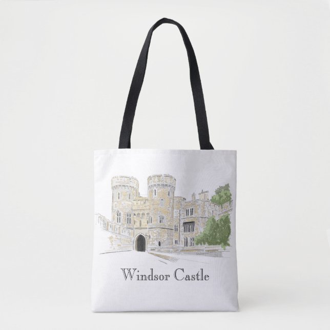 Windsor Castle Iconic Landmark Illustration Tote Bag (Front)
