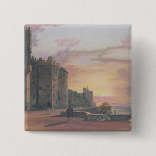 Windsor Castle: North Terrace looking west at suns 2 Inch Square Button