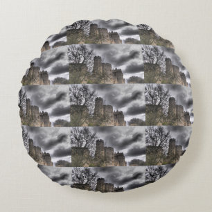 Windsor castle old ancient mysterious stone build round pillow
