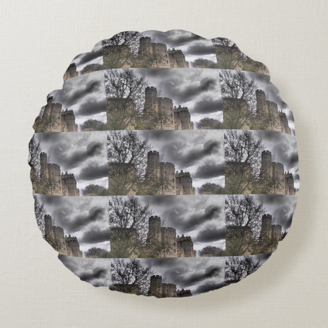 Windsor castle old ancient mysterious stone build round pillow (Front)
