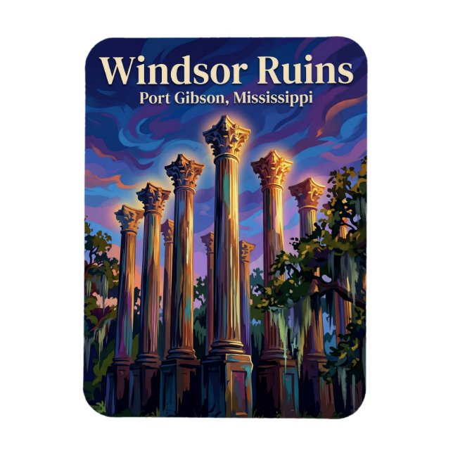 Windsor Ruins Mississippi Magnet (Vertical)