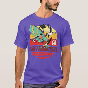 Windsurf San francisco ocean seagulls vintage suns T-Shirt