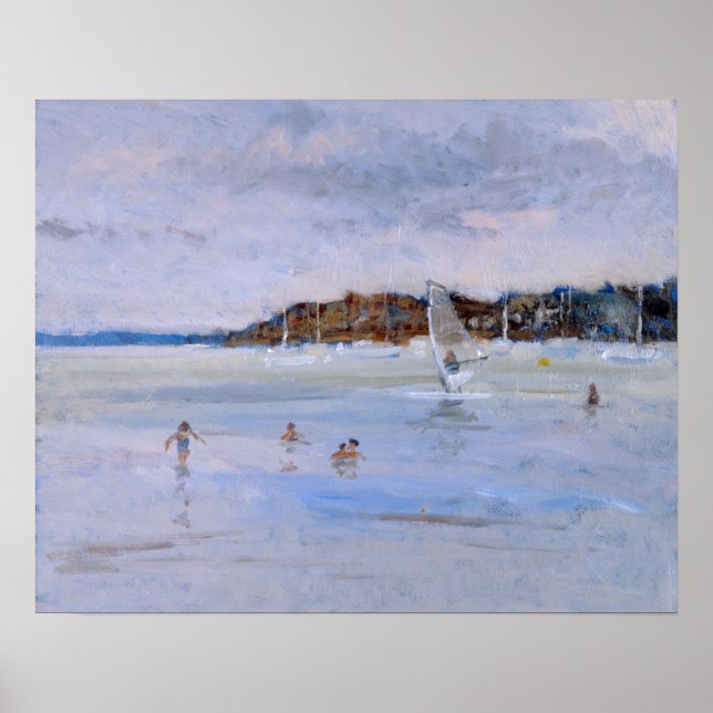 Windsurfer and Bathers Poster (Front)