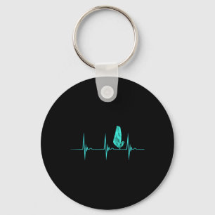 Windsurfer Heartbeat Ekg Pulse Water Sport Windsur Keychain