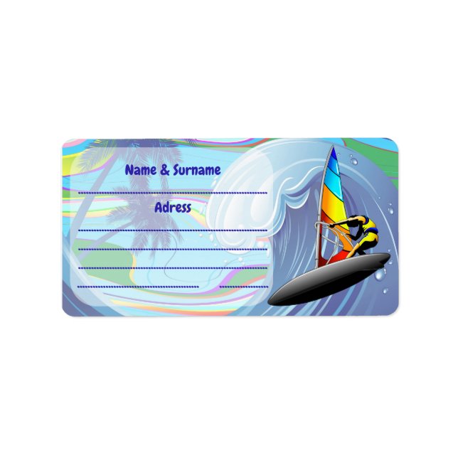 WindSurfer on Big Ocean Waves Label (Front)