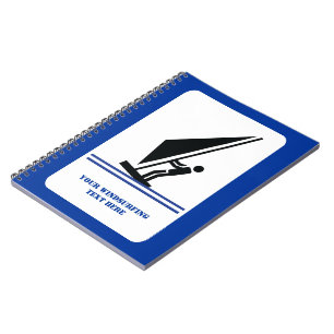 Windsurfer on board black, blue windsurfing custom notebook