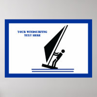 Windsurfer on board black, blue windsurfing custom