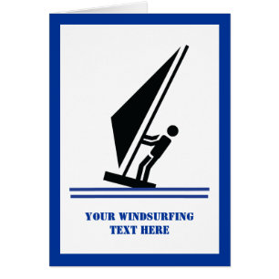 Windsurfer on board windsurfing vertical card