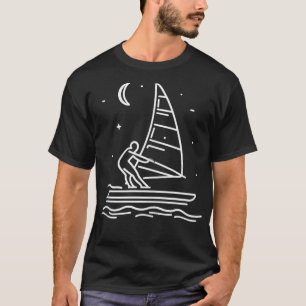 Windsurfer One Line Drawing Windsurfing Fan T-Shirt