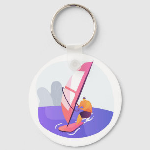 Windsurfer windsurfing keychain