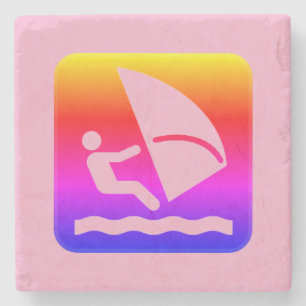 Windsurfer - Windsurfing Rainbow  Stone Coaster