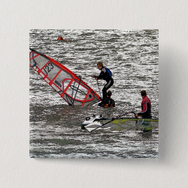 WINDSURFING 2 INCH SQUARE BUTTON (Front)