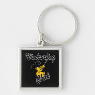 Windsurfing Chick #4 Keychain