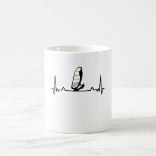 Windsurfing Heartbeat Line Funny Gifts Coffee Mug