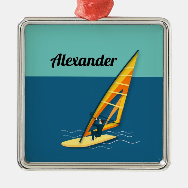 Windsurfing Metal Ornament (Front)