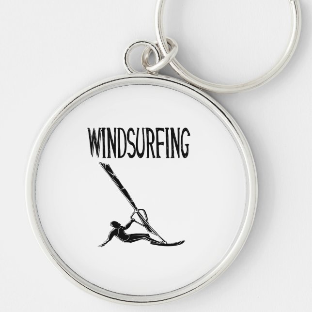 windsurfing v3 black text sport windsurf windsurfe keychain (Front)