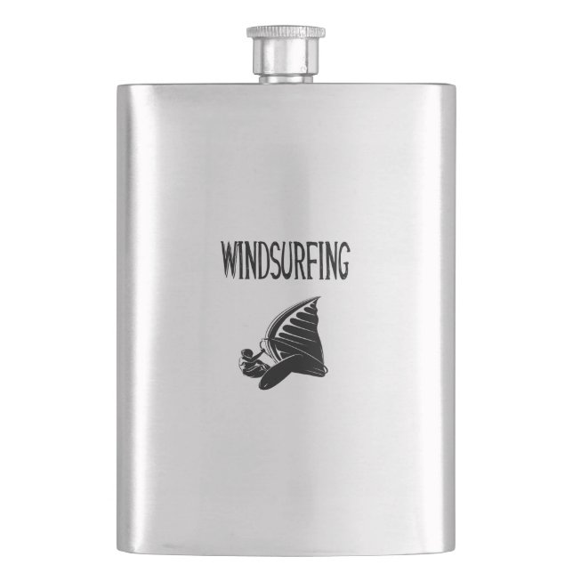 windsurfing v5 black text sport windsurf windsurfe hip flask (Front)