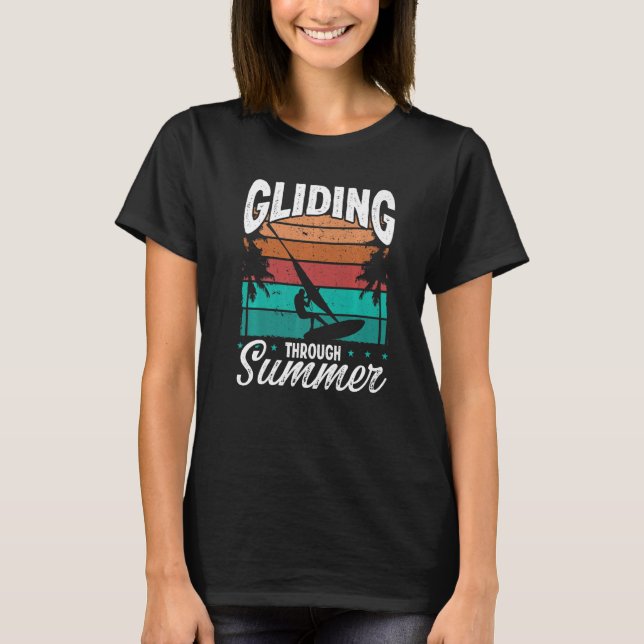 Windsurfing Vintage Board Gliding Summer Windsurfe T-Shirt (Front)