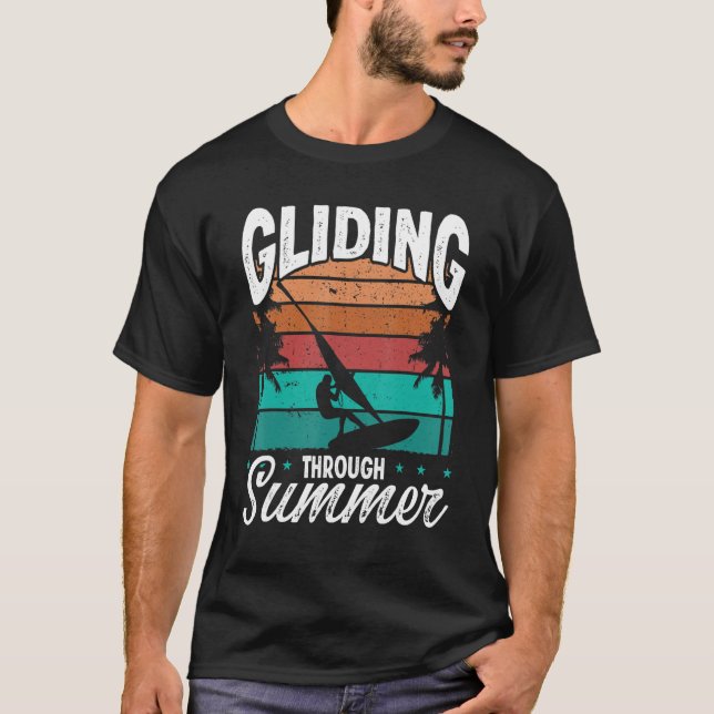 Windsurfing Vintage Board Gliding Summer Windsurfe T-Shirt (Front)