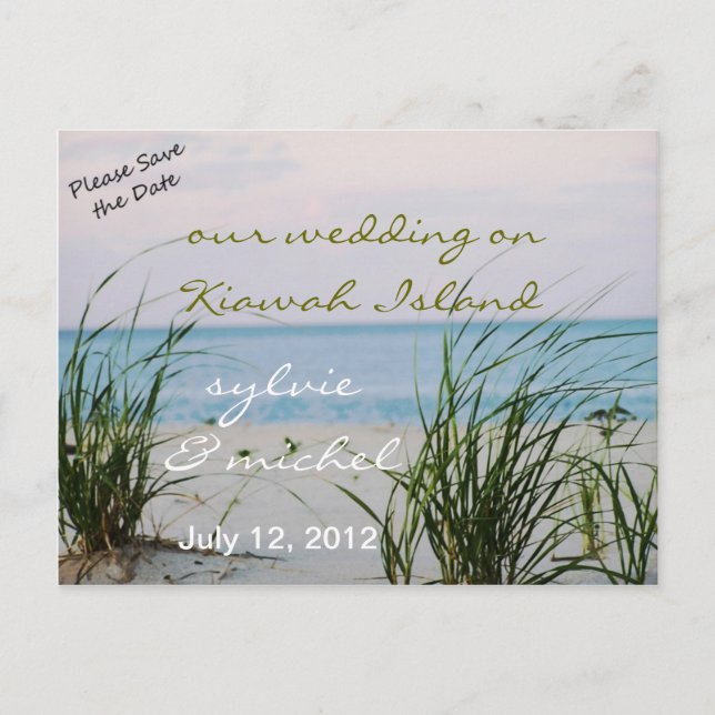 Windswept Beach Wedding Postcard (Front)