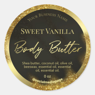 Windswept Glitter Black Gold Body Butter Labels