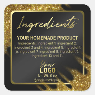 Windswept Glitter Gold And Black Ingredient Labels