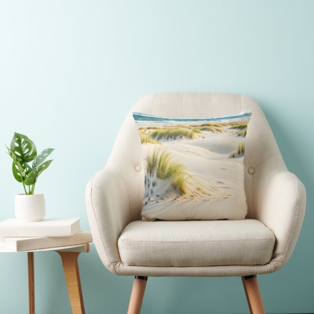 Windswept Sand And Dune Grass Throw Pillow (Chair)