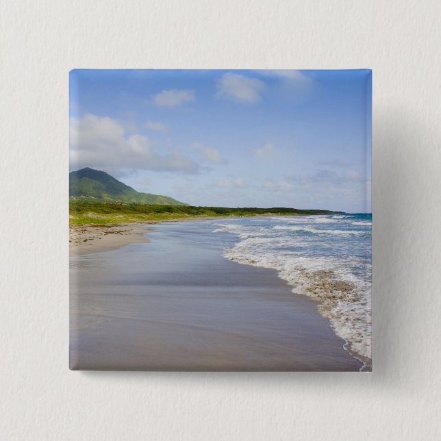 Windward Beach, Nevis 2 Inch Square Button (Front)