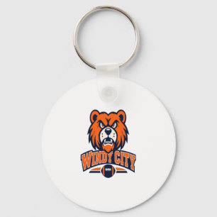 Windy City Football Angry Bear Mascot Sports Fan A Keychain
