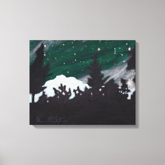 Windy Evergreen Night: Canvas Print Standard Size (Front)